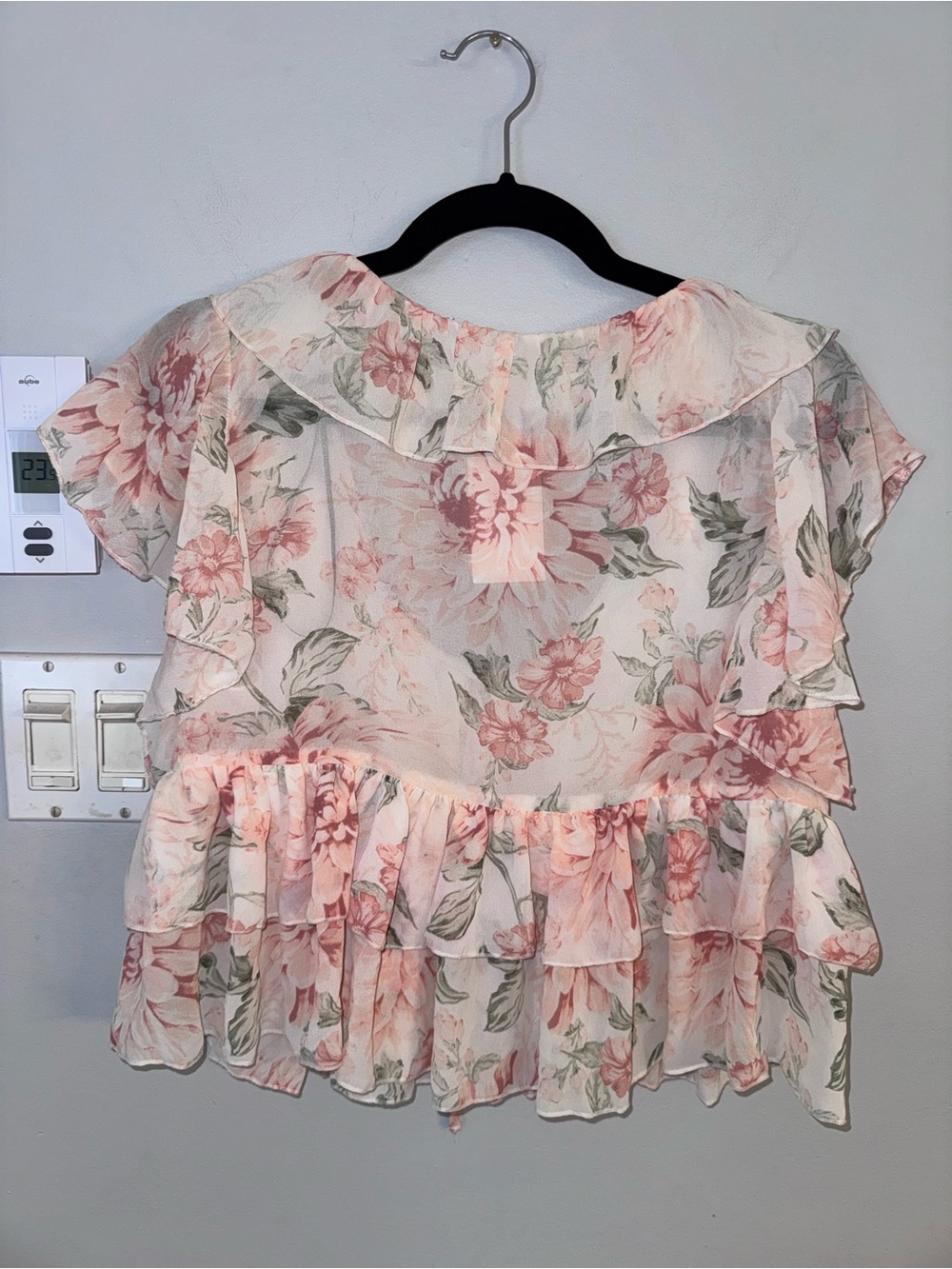 H&M Peach & Cream Floral Ruffle Tie-Front Blouse - Picture 5 of 5